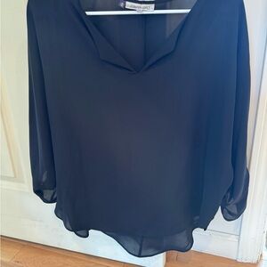 Jennifer Lopez Black Relaxed Blouse with Flowy Sleeves